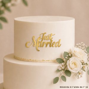 Just Married face topper in mirror gold or black