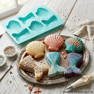 Silicone mermaid mould for 6 mini cakes