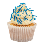 cupcake decorations with mixed blue sprinkles