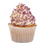 purple sprinkles sprinkled on cupcake