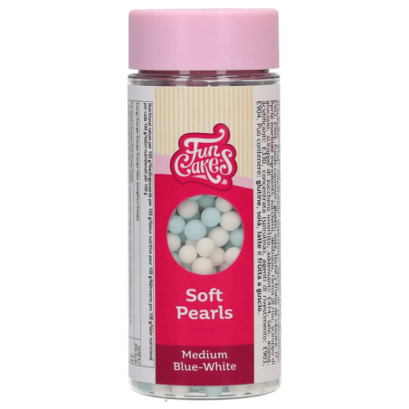 Blue and white sugar pearls for baby shower funcakes - 60g