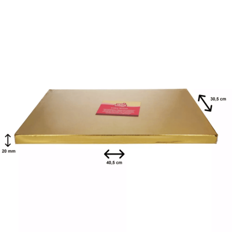 funcakes 40x30cm gold rectangular cake drum