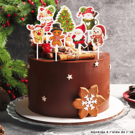 Cake toppers Noël papier x16