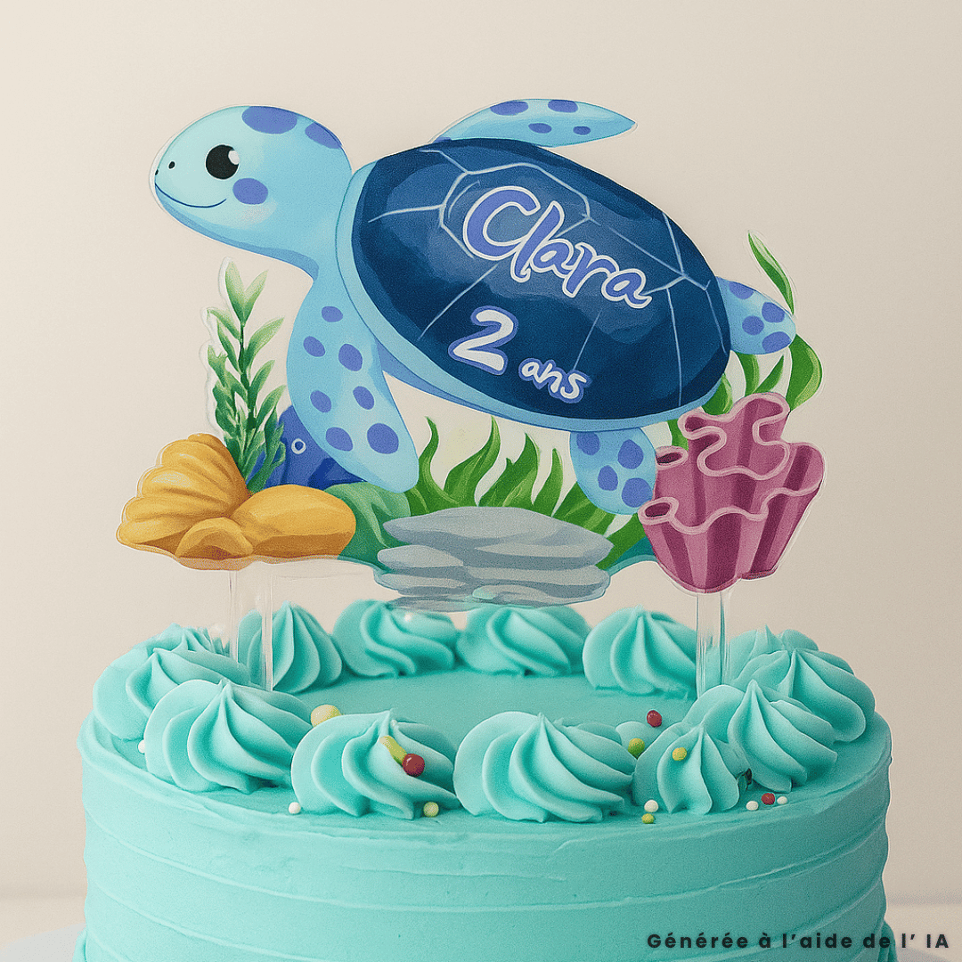 Customizable turtle cake topper