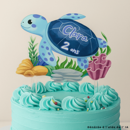 Customizable turtle cake topper