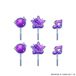 6 purple K-Pop cupcake toppers for a themed birthday