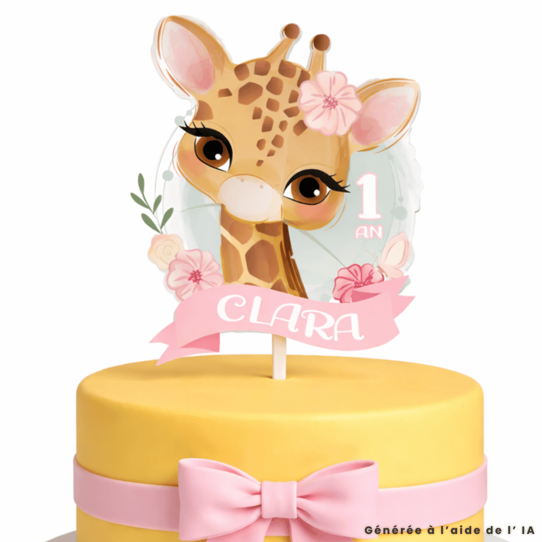 Customizable giraffe cake topper