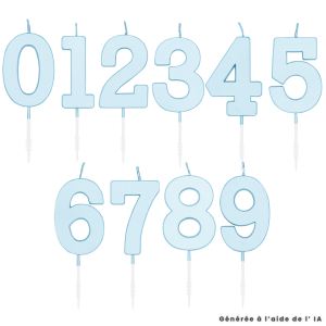 Light blue number candle for ages 0 to 9, height 10.5 cm