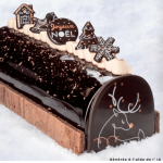 Set of 2 edible reindeer toppers for Christmas logs. Ready-to-apply 3D chocolate decorations for an elegant festive effect.