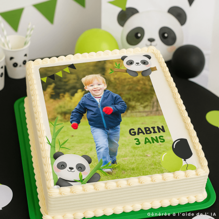 Edible photo A4 Panda and bamboo