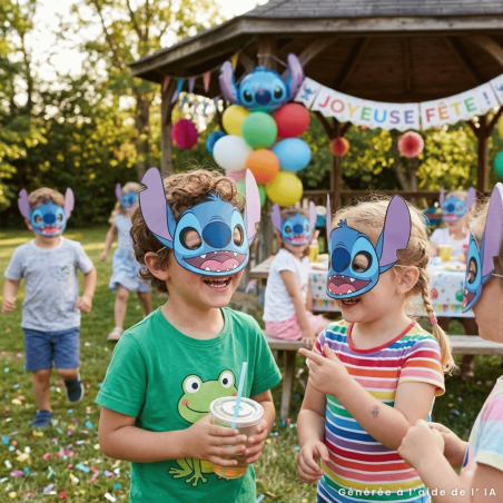 Stitch mask for a successful Disney birthday decoration x6