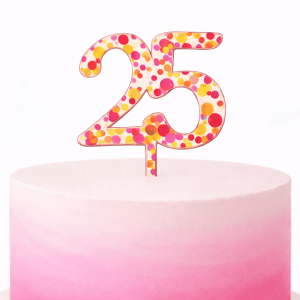 fuchsia/gold confetti number cake topper