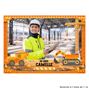 Personalised A4 edible print for construction themed cake