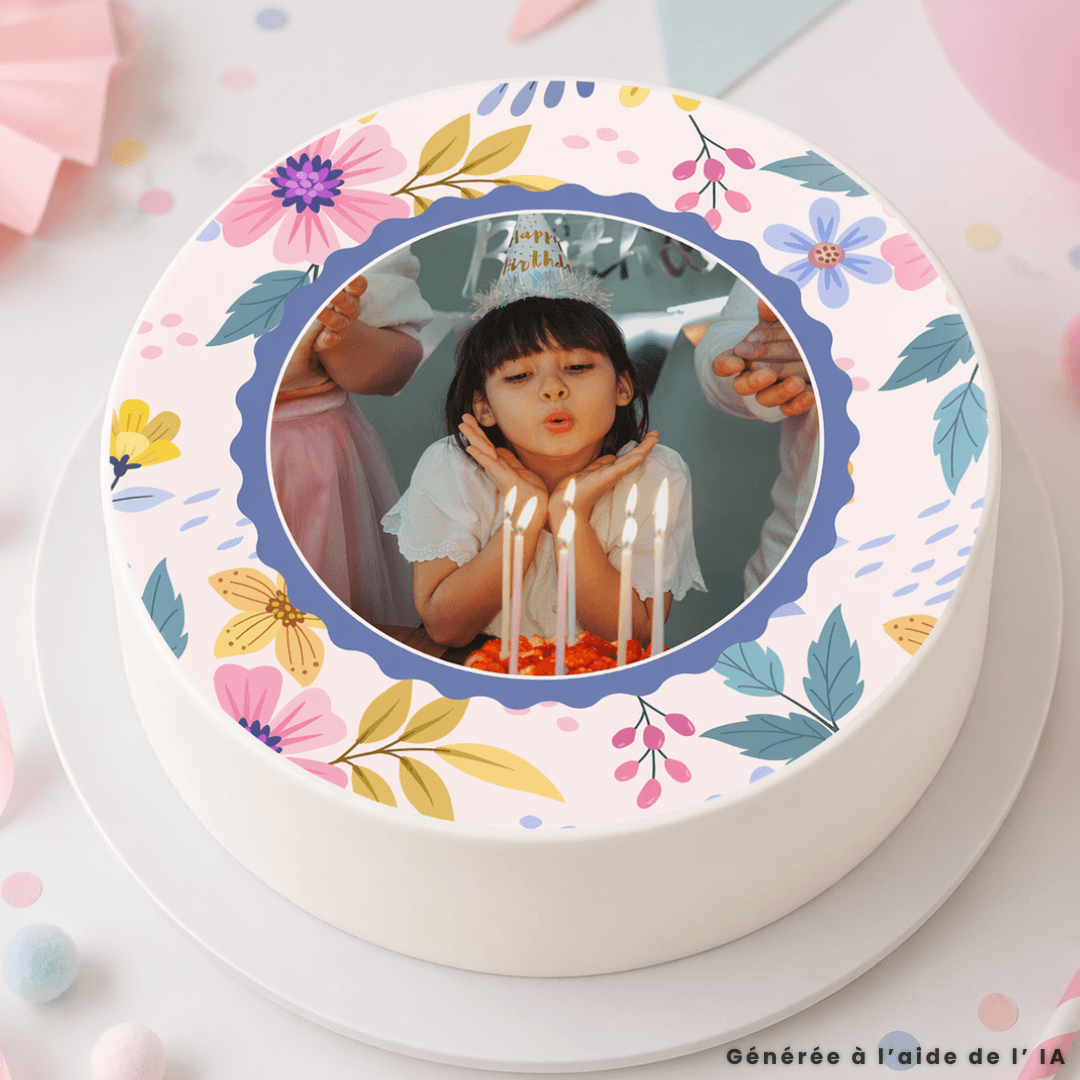 Customisable edible floral photo for a 24cm cake