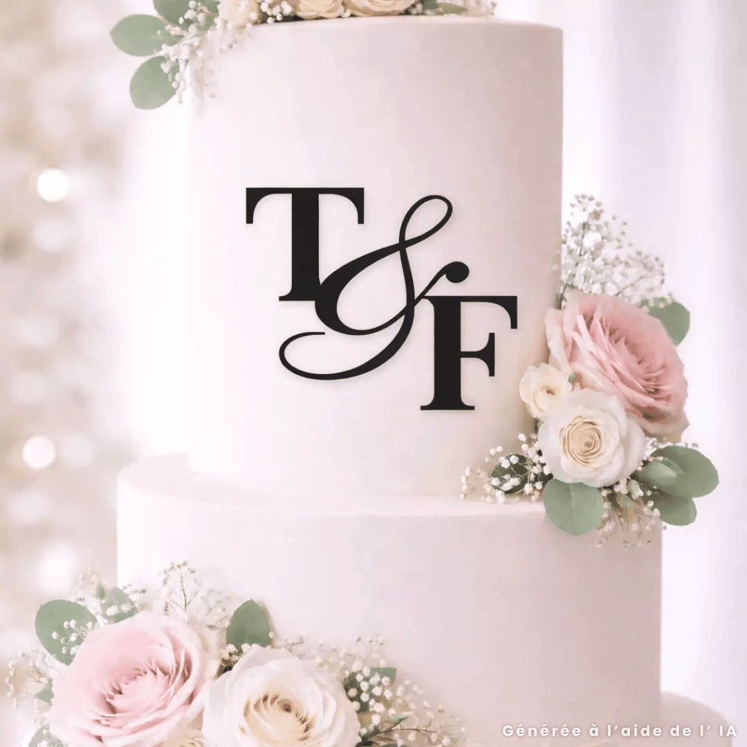 Face topper wedding initials to personalize | Wedding cake decoration