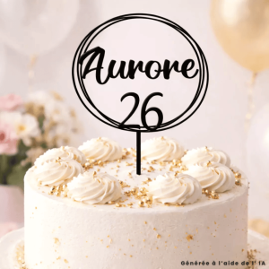 Round birthday cake topper to personalize