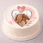 Personalized multicolored heart round edible photo