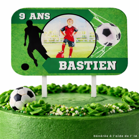 Cake topper football photo & text