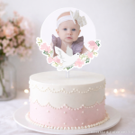 Cake topper photo personnalisable baptême