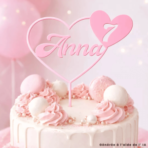 Personalized Heart Cake Topper - Colors of your choice
