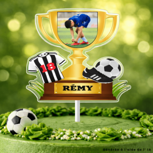 Customisable football trophy cake topper