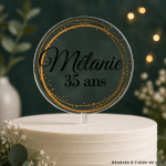 Customizable transparent round cake topper