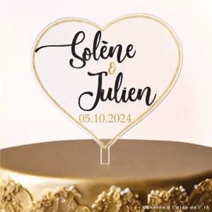 Golden heart cake topper