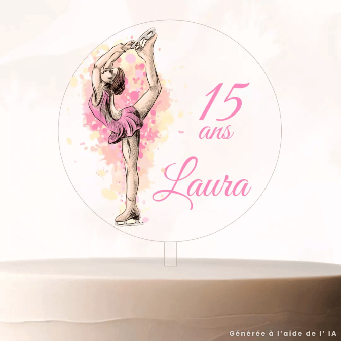 Customizable figure skating cake topper