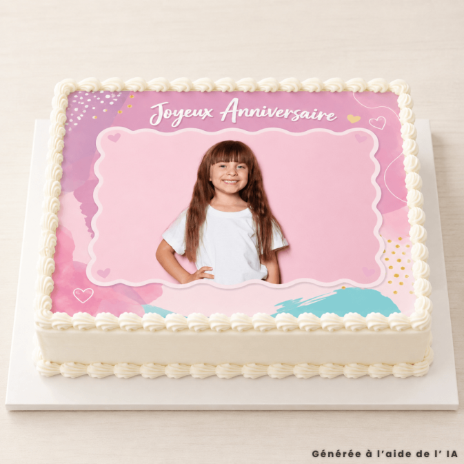 Your edible photo in 21x29 cm (A4) girly theme at a low price!