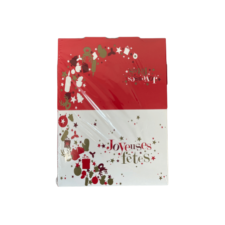 6 mini Christmas log boxes in red and white cardboard with "Happy Holidays" inscription