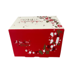 small yule log box red and white