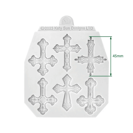 dimensions of Katy Sue's sugar paste cross modeling mold