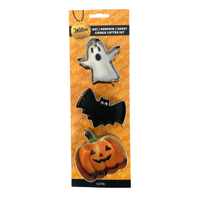3 Halloween cookie cutters: pumpkin, ghost and bat