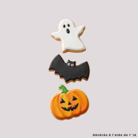 Pumpkin, ghost and bat cookie decorations for Halloween