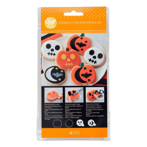 2 cookie cutters and stencils for Halloween cookies