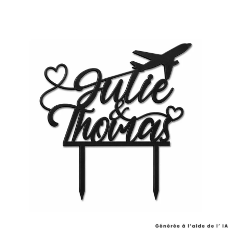 Customizable airplane cake topper with two names