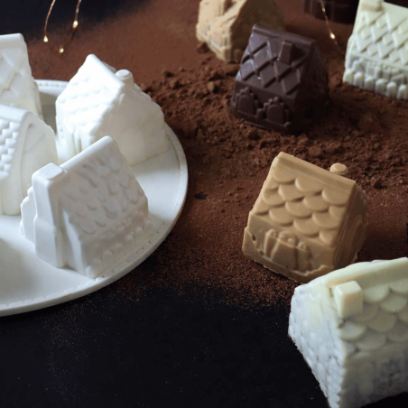 3D silicone Christmas chalet mold for chocolate desserts