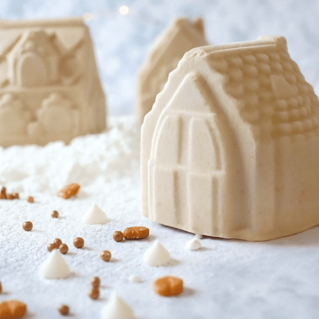3D silicone mold in the shape of a Christmas chalet