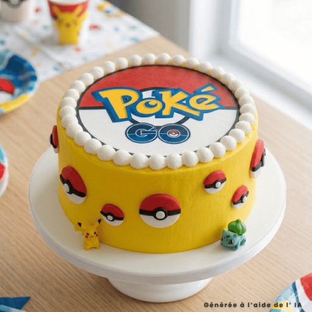 Pokémon cake decoration with Poké Go sugar disc