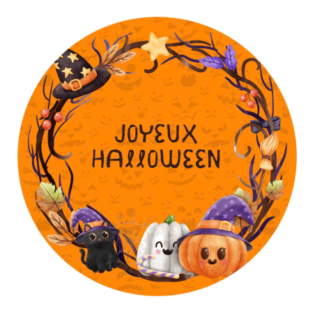 Sugar disc for happy Halloween pumpkin cake