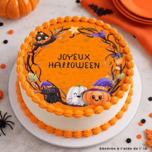 Sugar disc for happy Halloween pumpkin cake