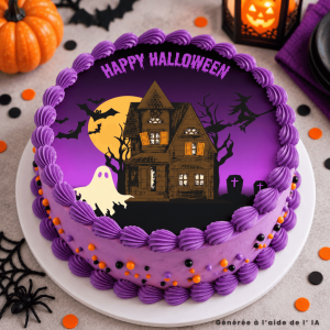 Cake disc 20 cm Halloween haunted house