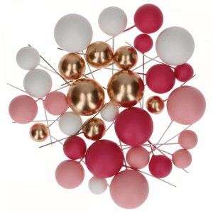 Fuchsia pink, gold and white cake baubles