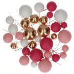 Pink, white, and gold cake decoration balls