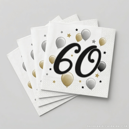 20 folded paper napkins, 60 years