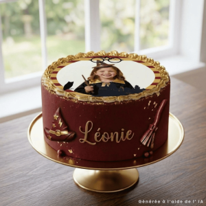 Edible round photo of the wizarding school to personalise