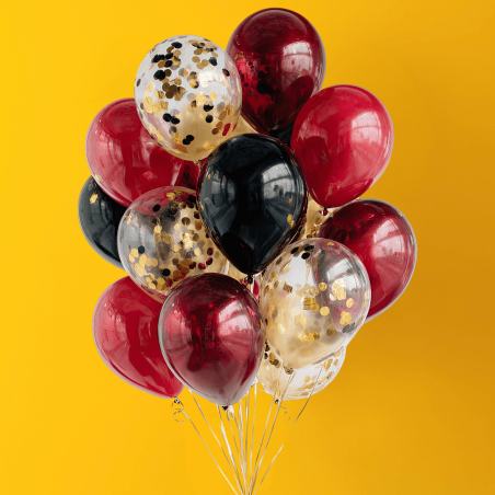 gold confetti balloons for a balloon arch
