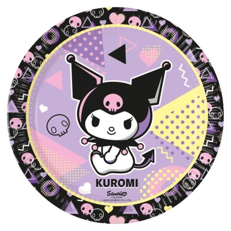 set of 8 Kuromi birthday paper plates