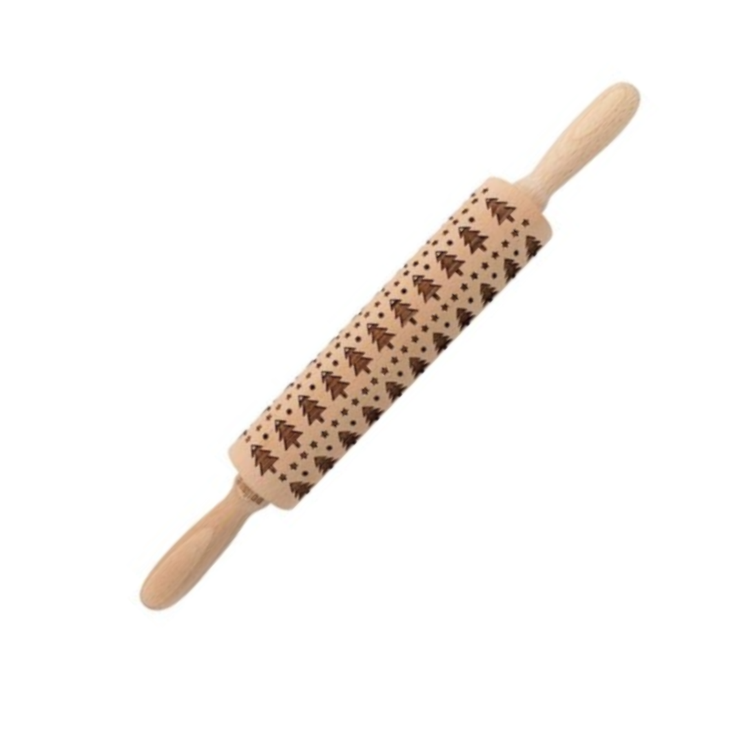 Rolling pin with Christmas tree design - Lily Cook