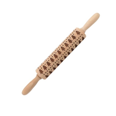 Rolling pin with Christmas tree design - Lily Cook